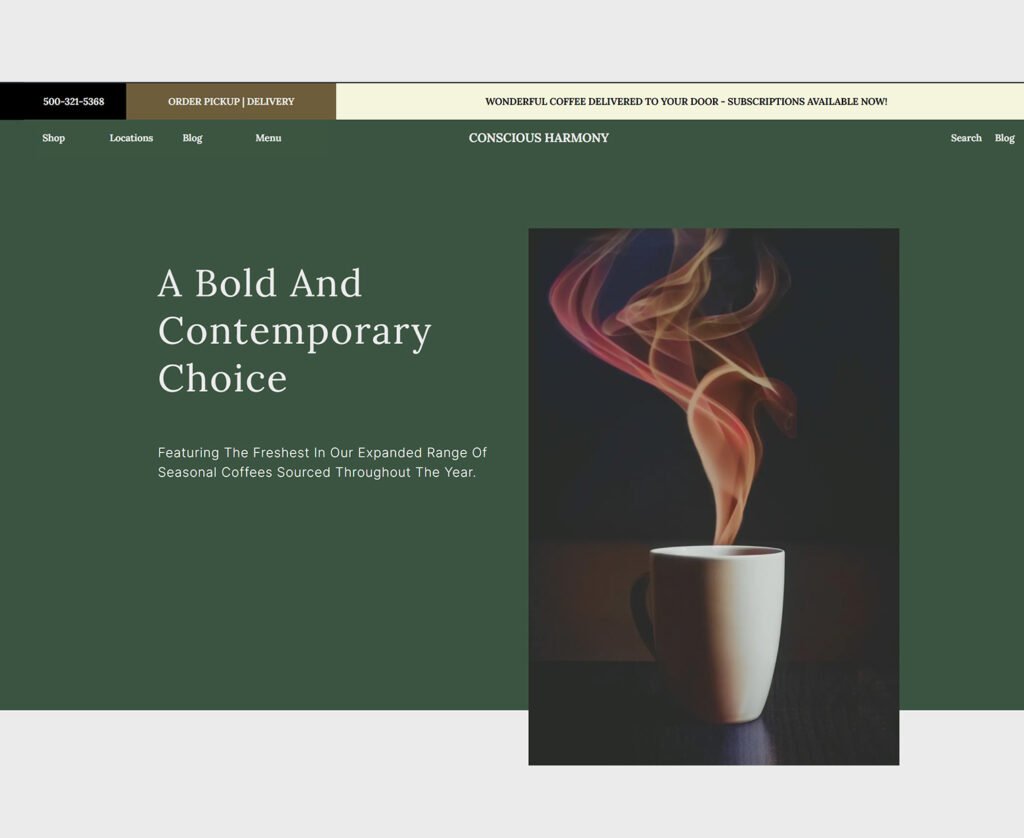 Coffee Shop homepage